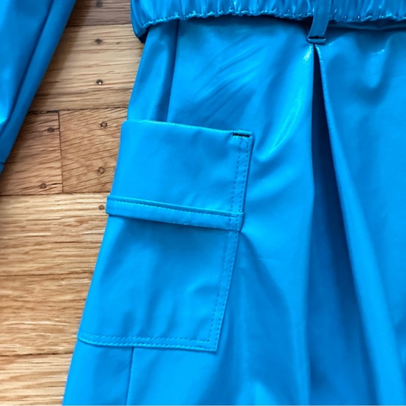 Catimini Girl's Belted Trenchcoat-Style Raincoat in Turquoise Size 6 - Picture 9 of 13